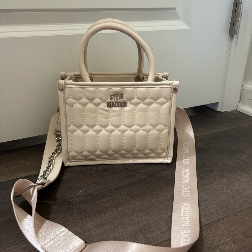 Steve Madden Beige Quilted Mini Bag